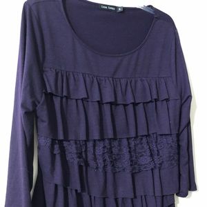 Purple Lace Ruffled Top